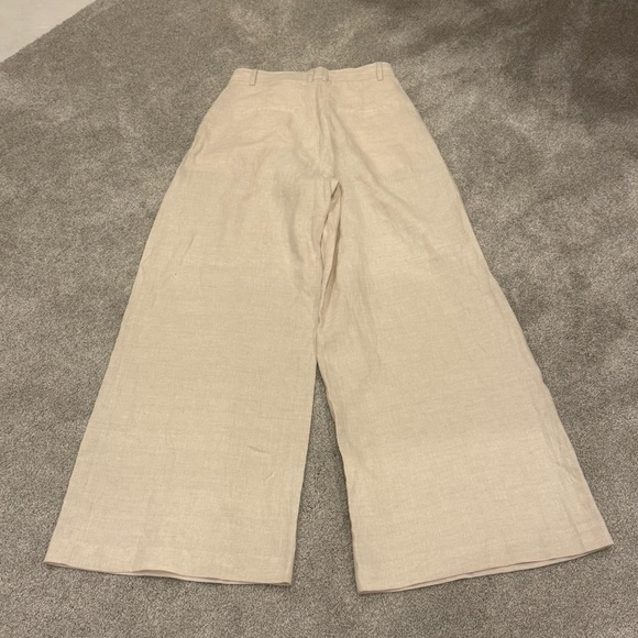Staud Luisa Linen Wide-Leg Trousers in Natural Neutral Beige Size 4 NWOT - Picture 7 of 16